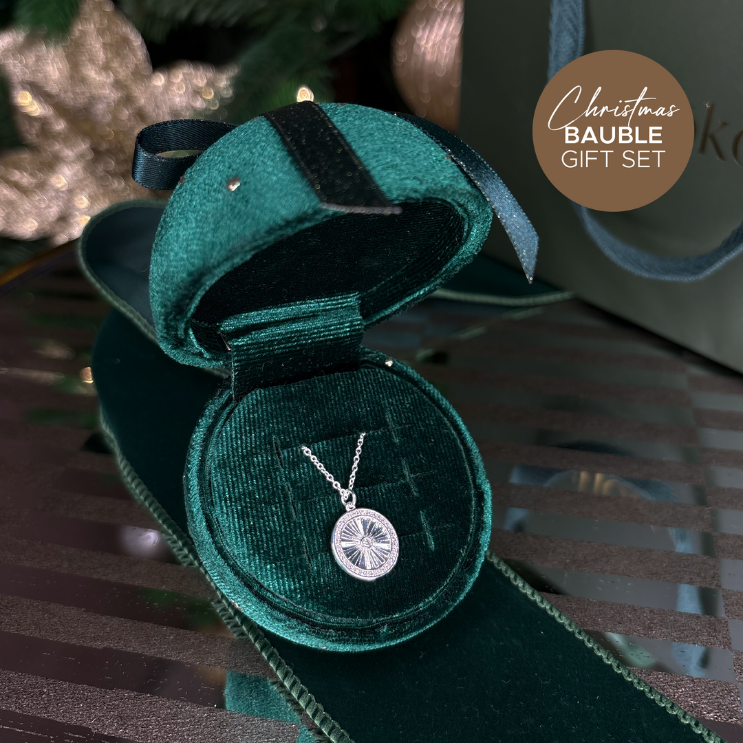 Azha Silver Necklace & Christmas Bauble Gift Set