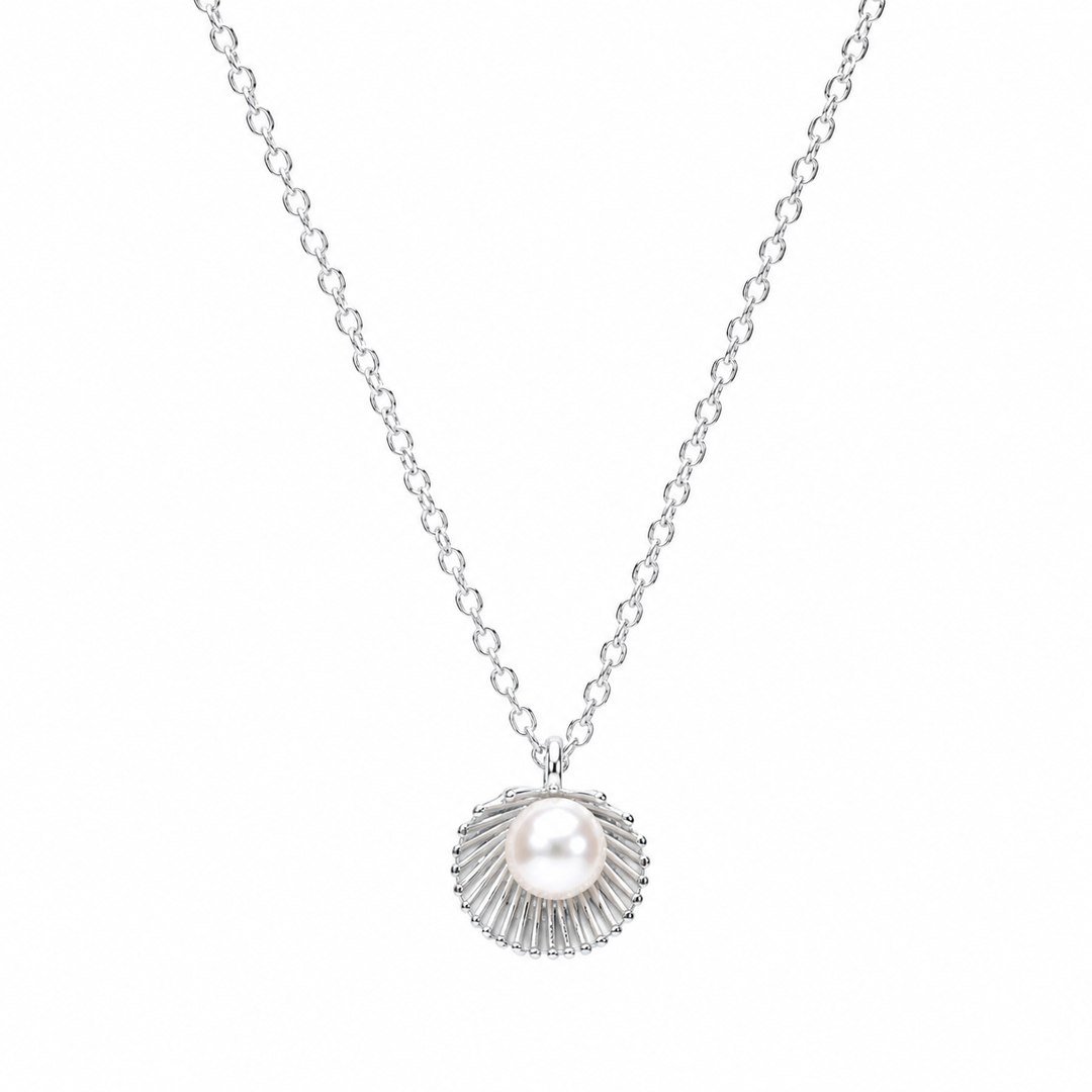 Open shell and pearl necklace Silver