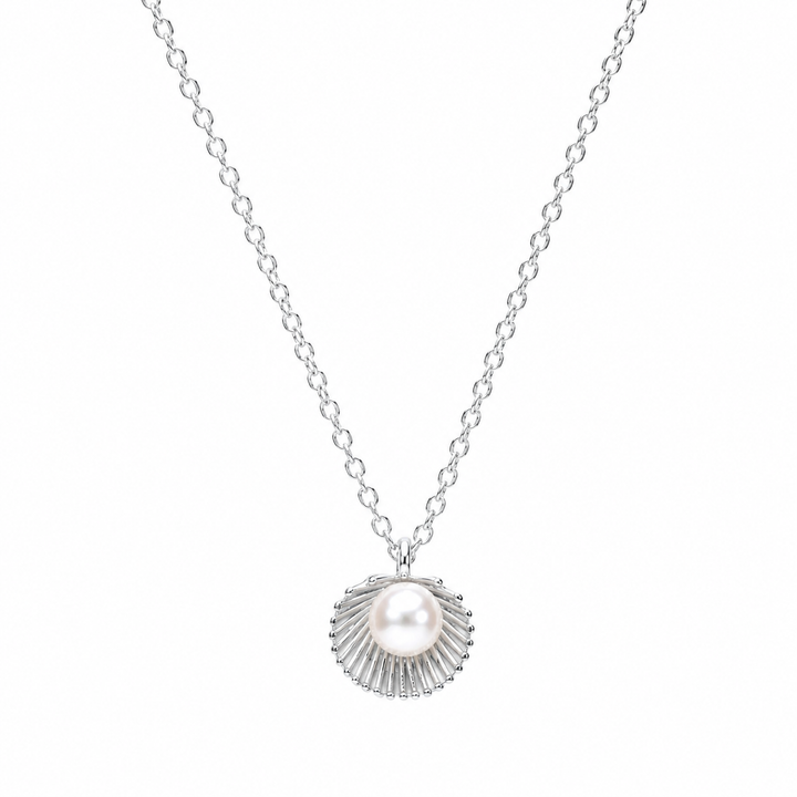 Open shell and pearl necklace Silver