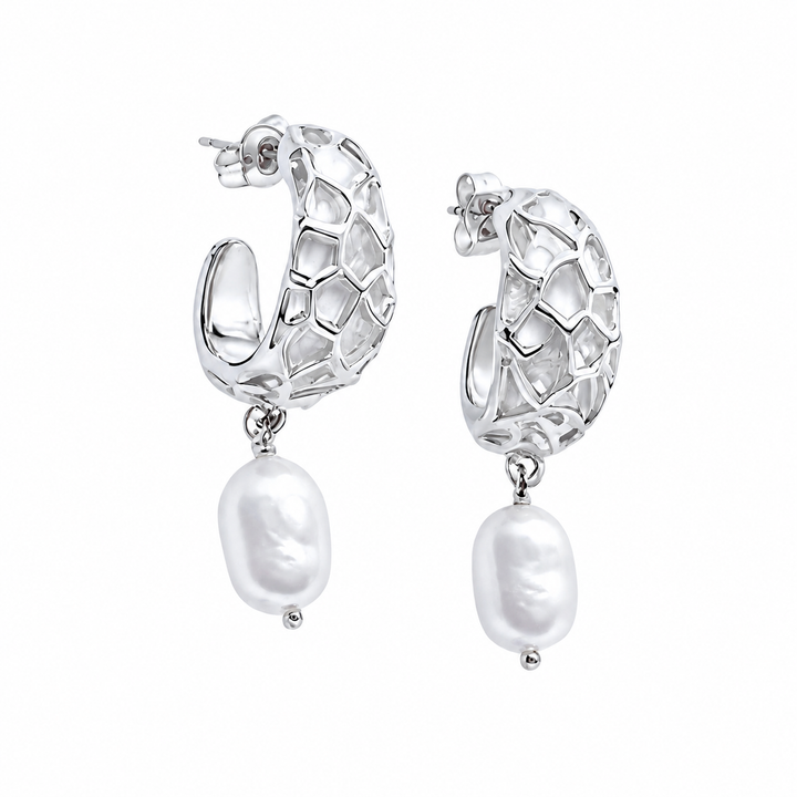 Julie Pearl Drop Earrings Silver