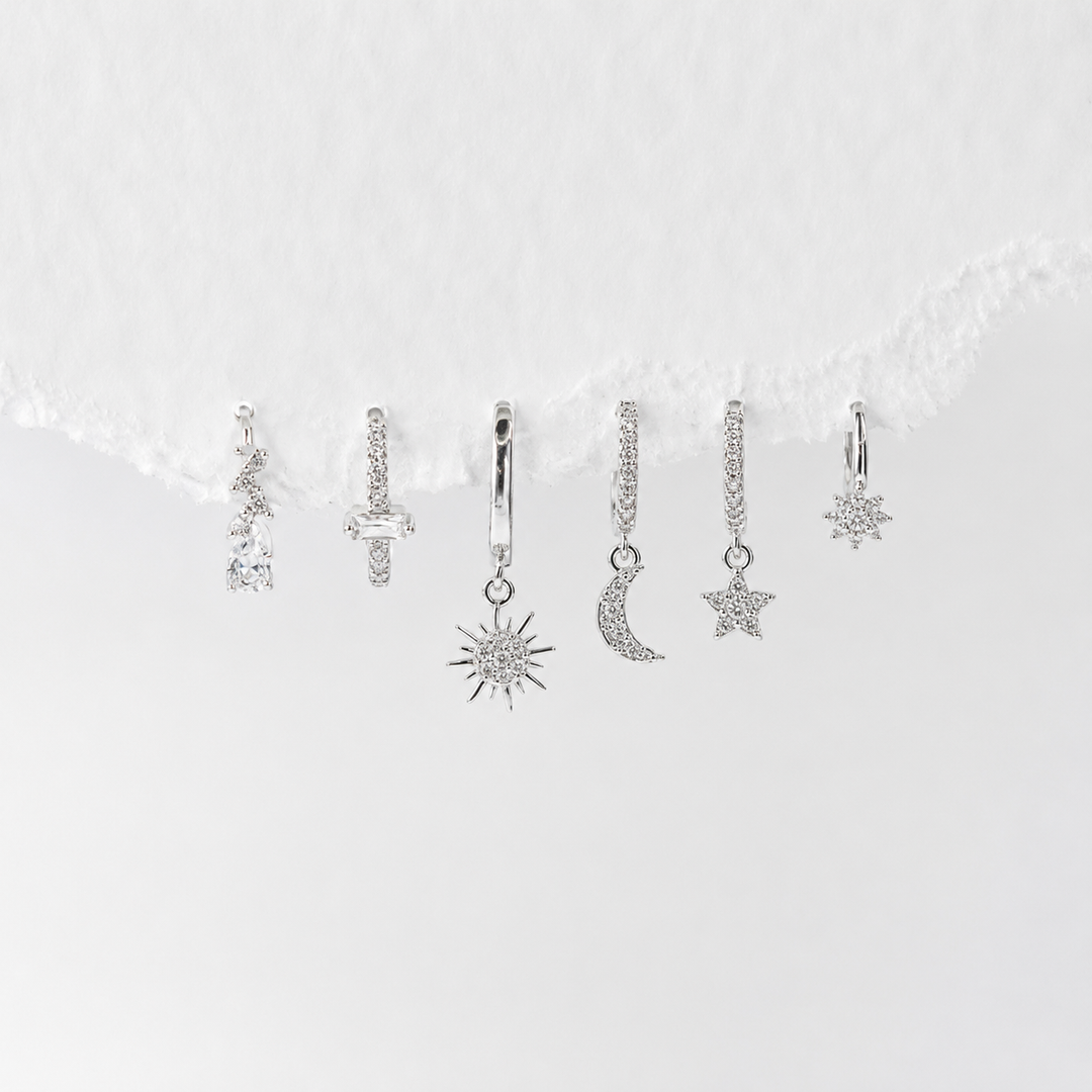 Sunrise Earring Stack in Silver