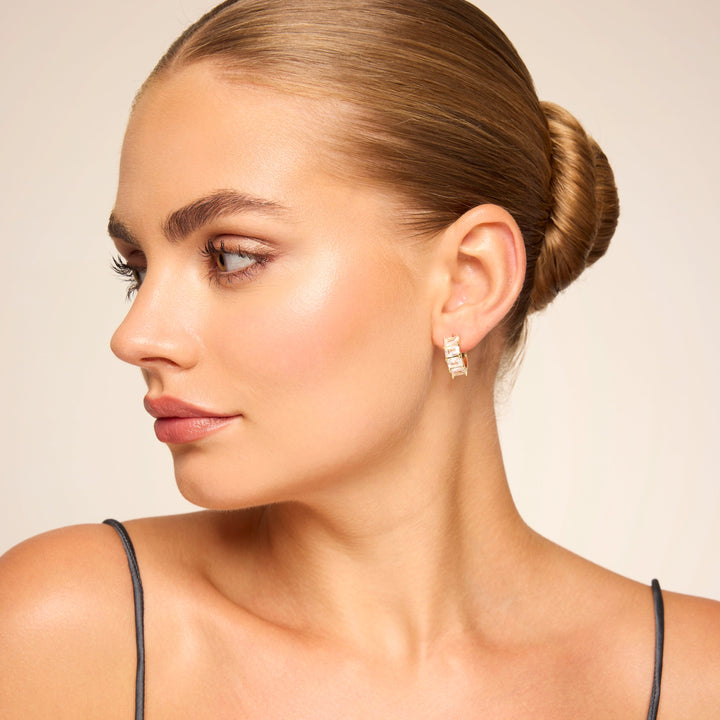 Sofia Crystal Hoop Earrings Gold