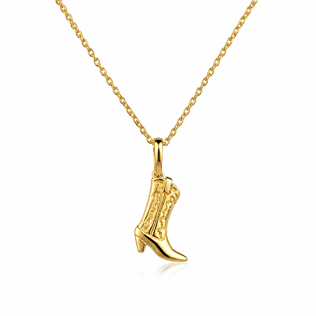 Cowboy Boot Necklace in Gold