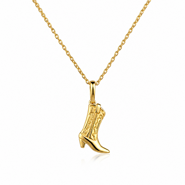 Cowboy Boot Necklace in Gold