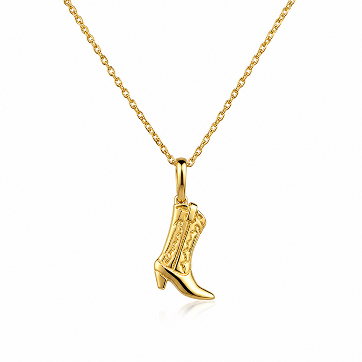 Cowboy Boot Necklace in Gold