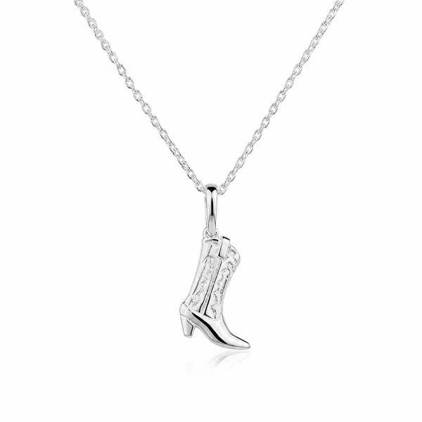 Cowboy Boot Necklace in Silver