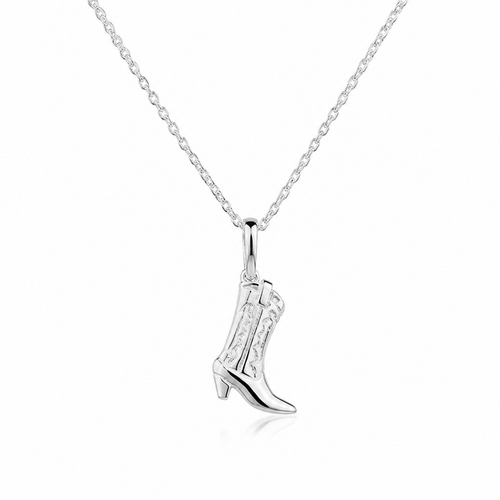 Cowboy Boot Necklace in Silver