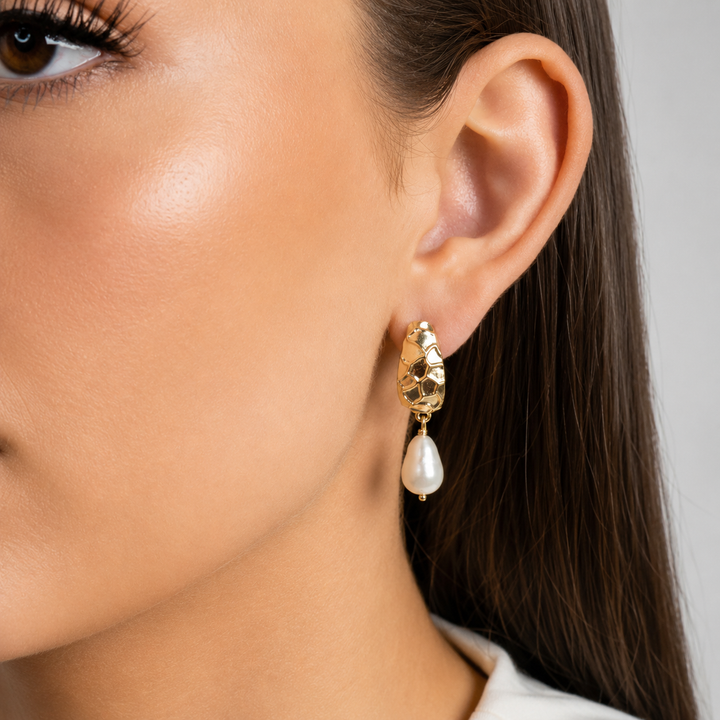 Julie Pearl Drop Earrings Silver