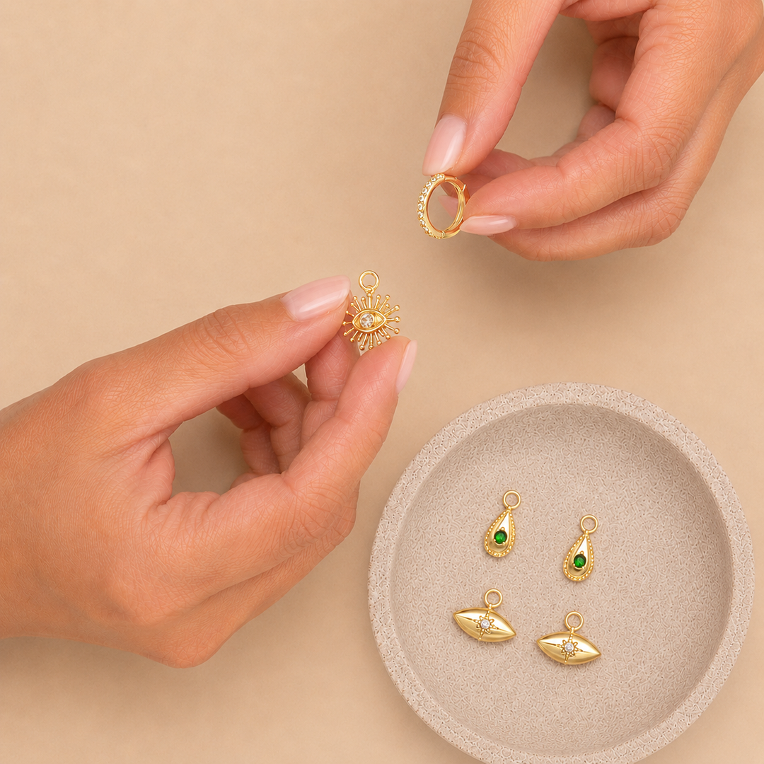 Dakota Charm Earrings Set Gold
