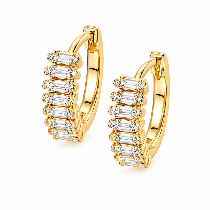 Baguette Huggie Earrings Gold