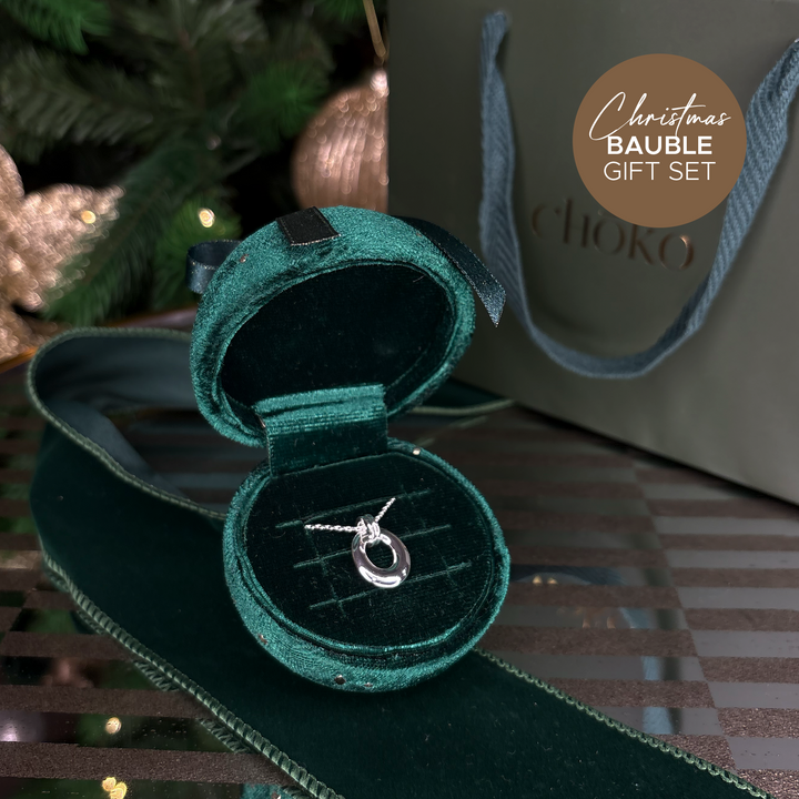 Melanie Silver Necklace & Christmas Bauble Gift Set