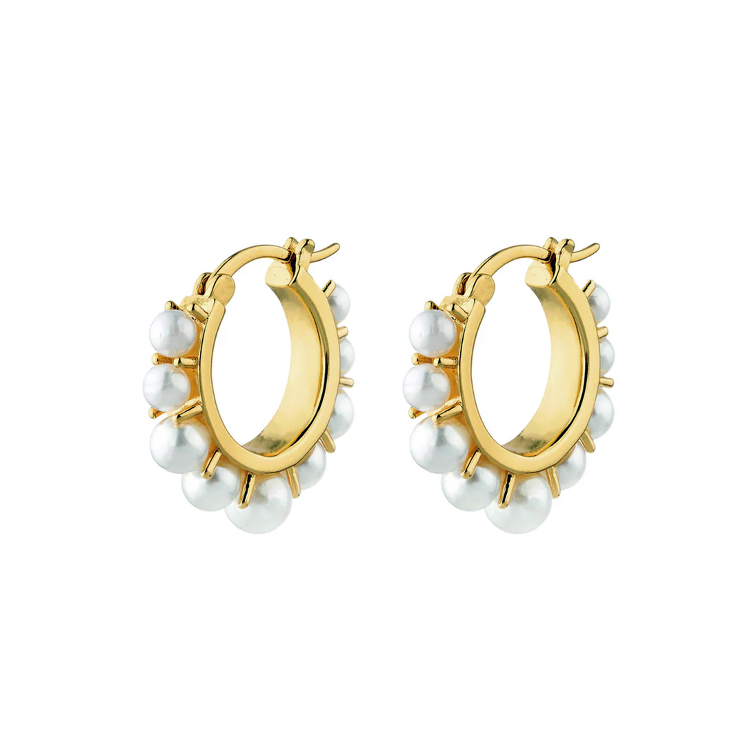 Pearl Hoop Earrings Gold
