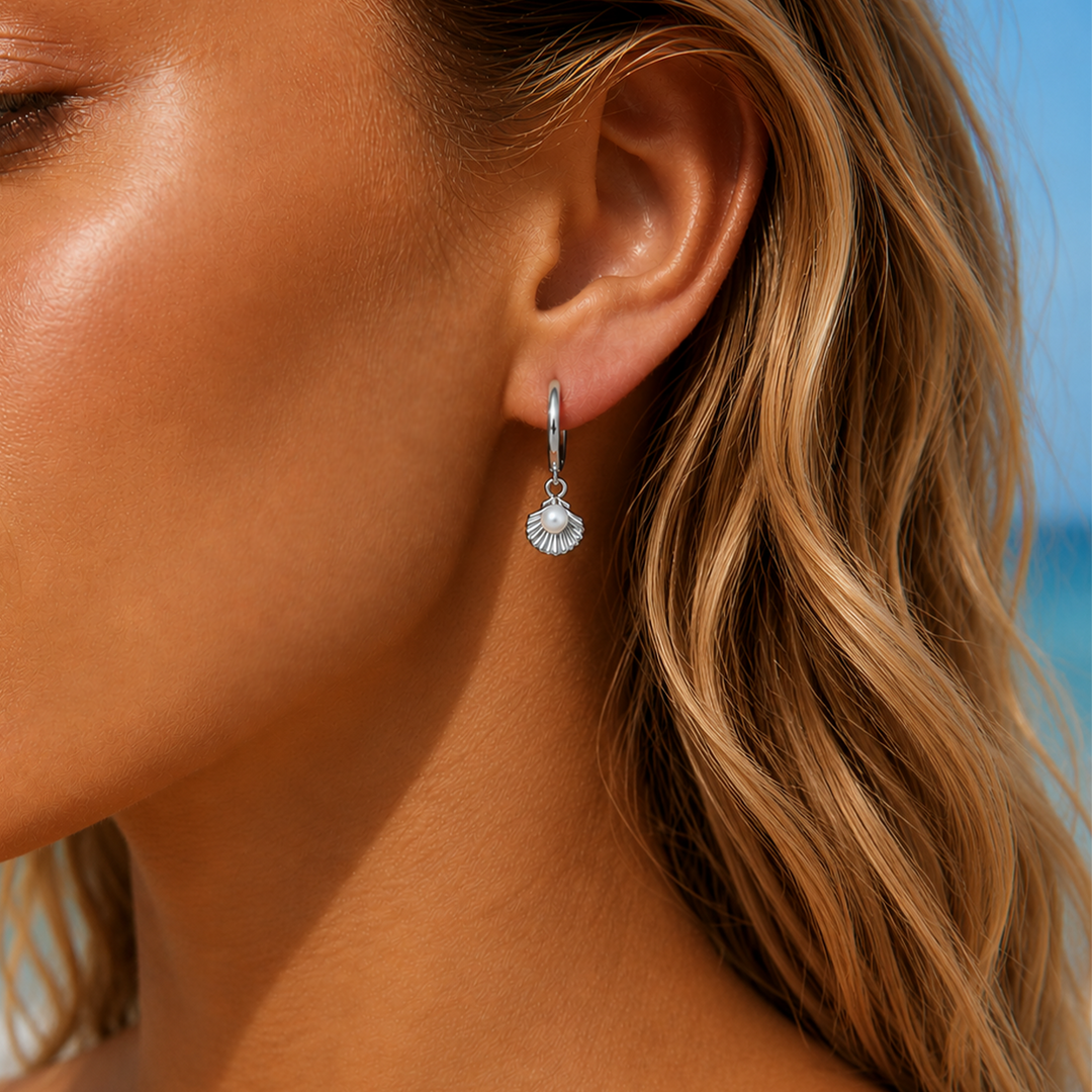 Sheru Pearl Drop Earrings Silver