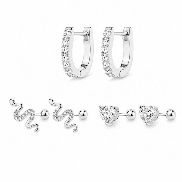 Snake Earring Stack Silver