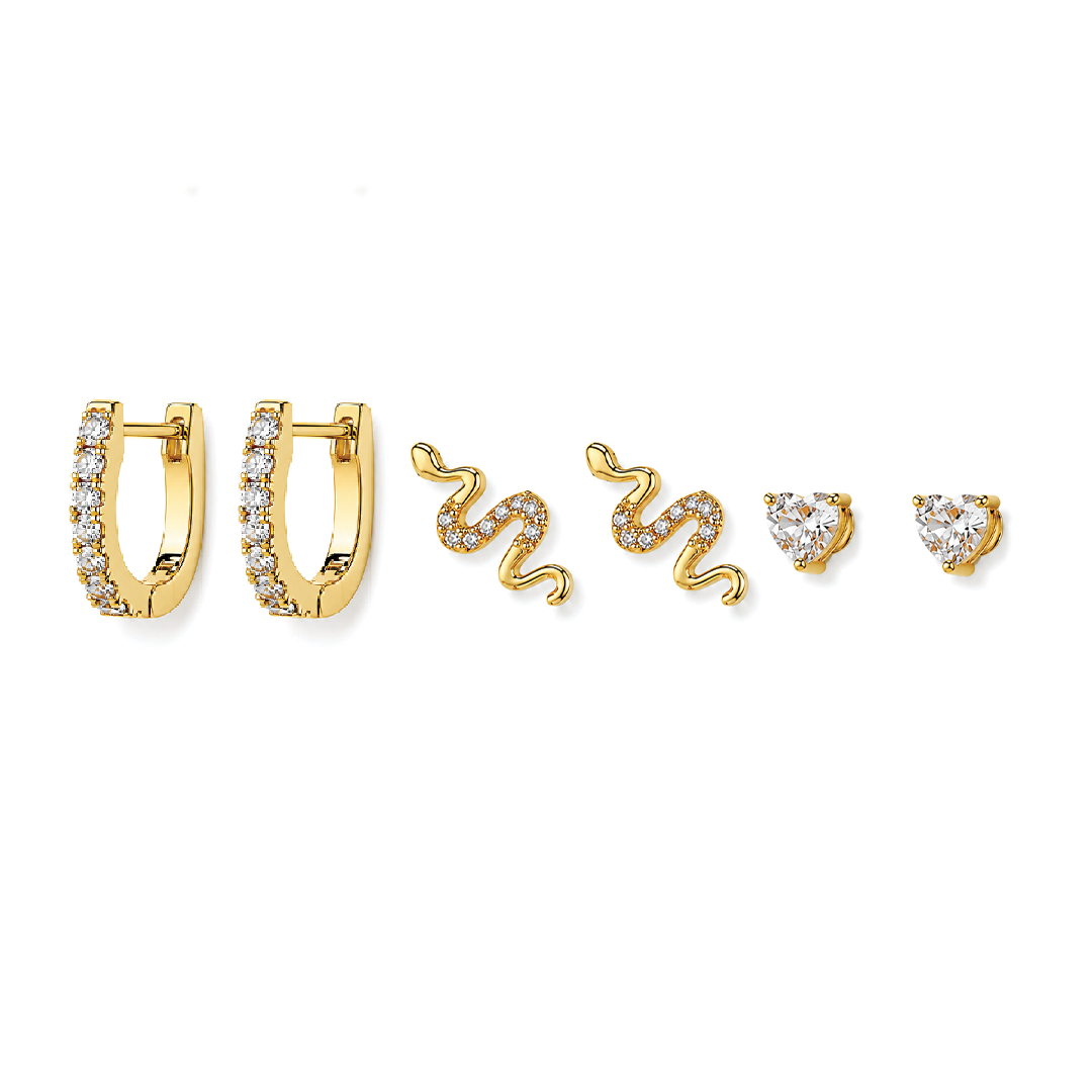 Snake Earring Stack in Gold