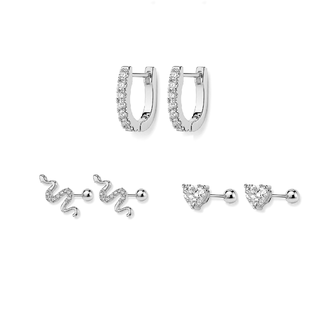 Snake Earring Stack Silver