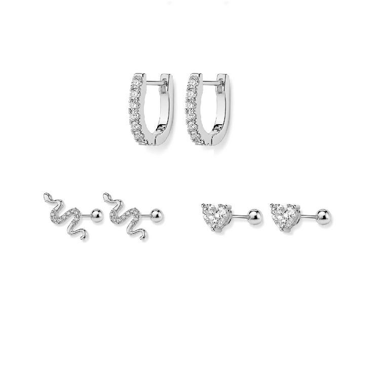 Snake Earring Stack Silver